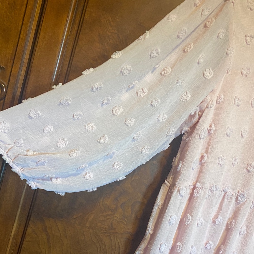 Jodifl Soft Pink Textured Swiss Dot Dress Size Med - Picture 3 of 9